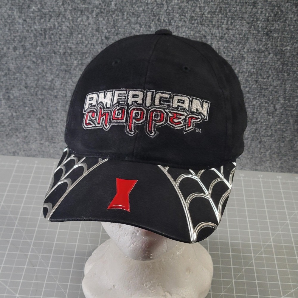Vintage American Chopper Hat Cap Strap Back Mens One Size Black Widow Web Y2K - Picture 1 of 6